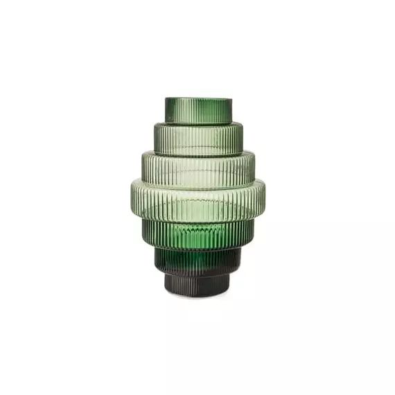Vase Steps en Verre, Verre soufflé bouche – Couleur Vert – 50.13 x 50.13 x 50 cm