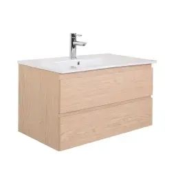 Meuble simple vasque décor chêne  80cm + vasque