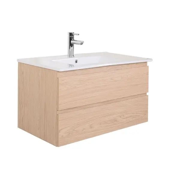 Meuble simple vasque décor chêne  80cm + vasque