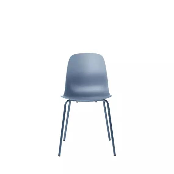 Hel – Lot de 4 chaises en plastique et métal – Couleur – Bleu