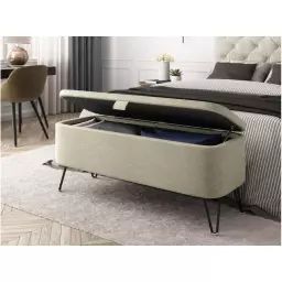 Bout de lit POLY avec coffre de rangement et pieds en métal – Beige – 101 x 41 x 40 cm – Usinestreet