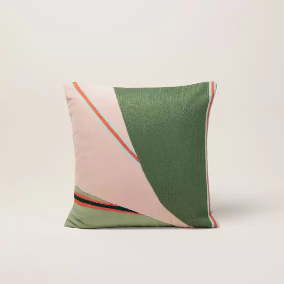 Housse de coussin EGEE vert loden et rose – VERT