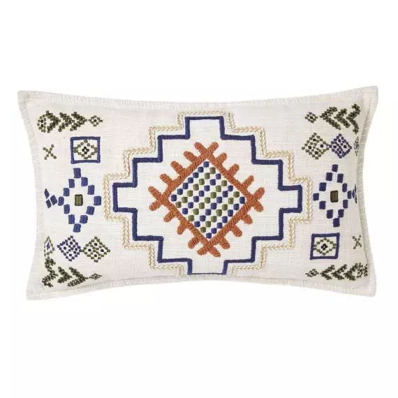 Housse de coussin 28×47 cm Naturel et indigo