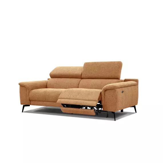 Canapé droit 3 places avec relax électrique côté droit tissu orange