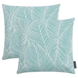 Housses de coussin extérieur dralon motif turquoise – 40×40 – Lot de 2