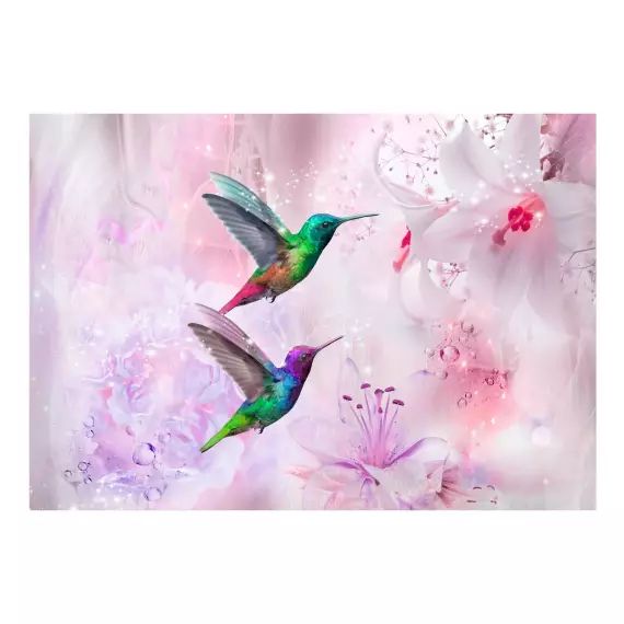 Papier peint colibris colorés violet