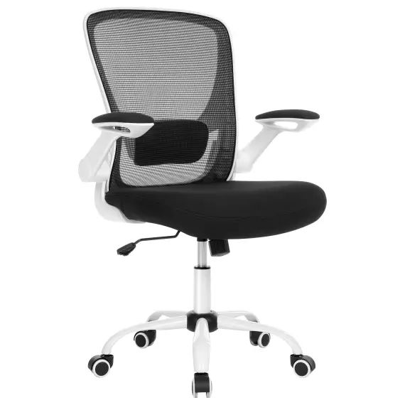 Chaise de bureau ergonomique toile respirante noir blanc