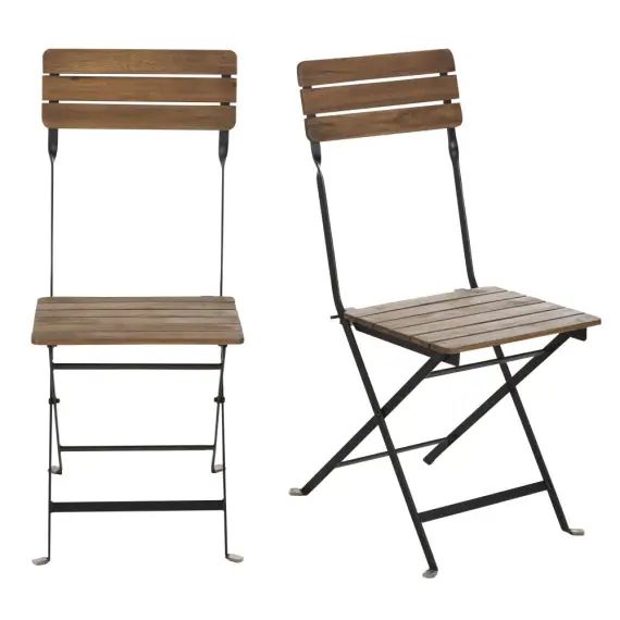Chaises de jardin en acacia massif et métal noir (x2)