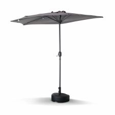 Demi parasol de balcon droit mât en aluminium toile grise D250cm