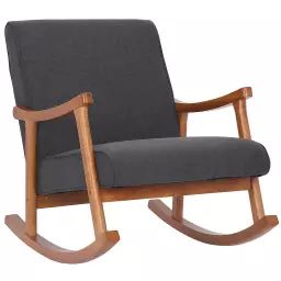 Chaise à bascule avec accoudoirs et assise en tissu Gris foncé