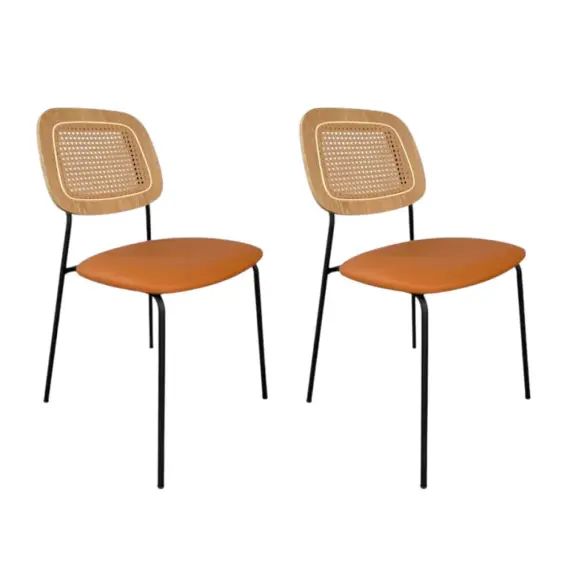 Lot de 2 Chaises de repas simili cuir orange