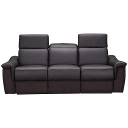 Canapé relaxation électrique  3 places en cuir/tissu MILTON coloris noir