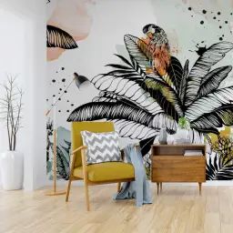 Papier peint panoramique dans la jungle 300 x 250 cm vert