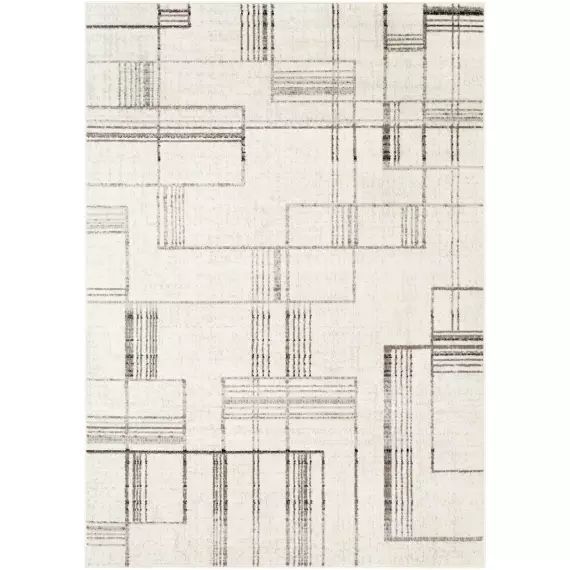 Tapis Géométrique, Gris et Blanc – 200x275cm