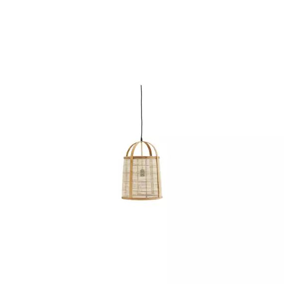 Lampe suspension en bambou et lin