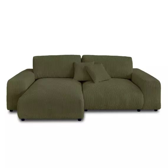 Canapé d’angle réversible 4 places en velours côtelé vert