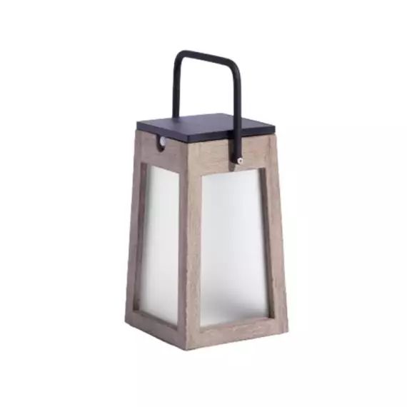 TINKA TECKA-.Lanterne d’extérieur LED rechargeable & solaire Bois/Aluminium H25cm 300 Lumens