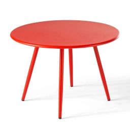Table basse de jardin ronde en métal rouge