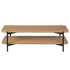 Table basse rectangulaire en chêne et métal