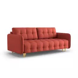 Canapé 3 places en tissu structuré rouge