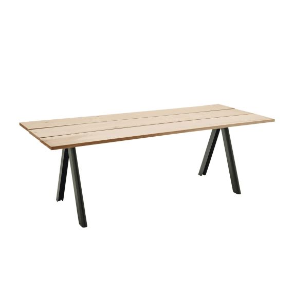 Table d’extérieur en bois et acier vert 90×220