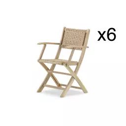 Pack de 6 chaises en bois avec accoudoirs enea pliants