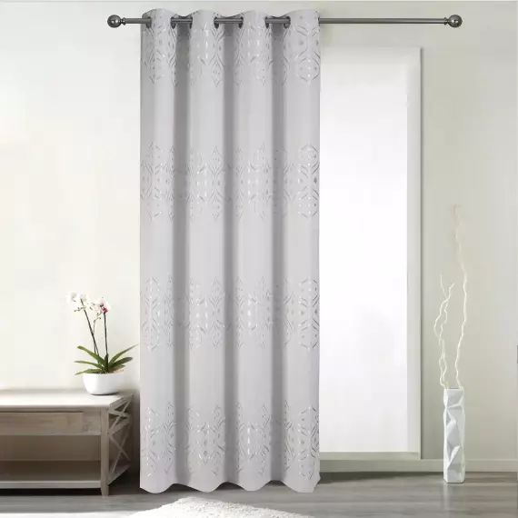 Rideau obscurcissant à motifs brillants polyester ecru 260 x 140