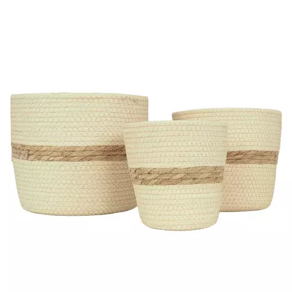 3 Cache-Pots Panier Rangement en Fibre Naturelle, D.16/20/25cm