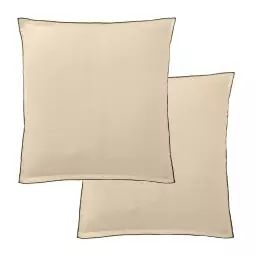 2 taies d’oreiller carrées en lin français – lin lavé beige 65×65 cm