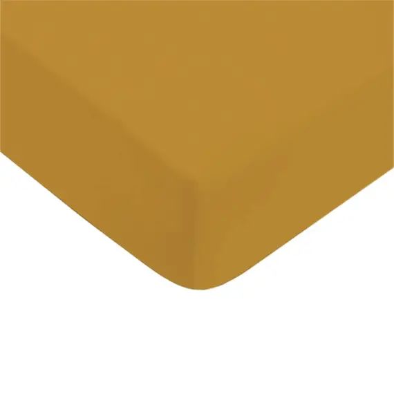 Drap housse coton  uni miel 140x200cm