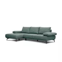 Canapé d’angle gauche 4 places tissu vert de flacon