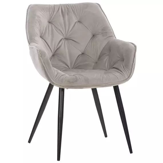 Chaise de salle à manger avec accoudoirs en velours Gris