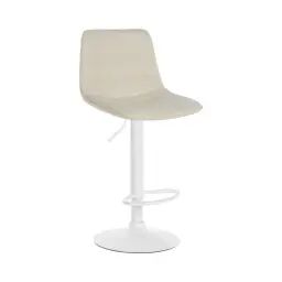 Tabouret de bar ajustable pivotant en similicuir (pvc) Crème