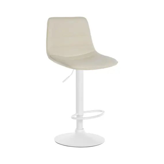 Tabouret de bar ajustable pivotant en similicuir (pvc) Crème