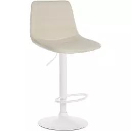 Tabouret de bar ajustable pivotant en similicuir (pvc) Crème