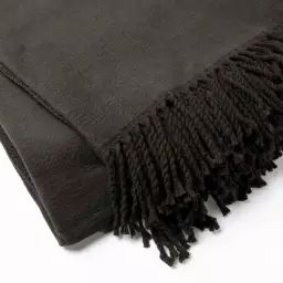 Plaid noir 150×200 cm en coton et acrylique uni