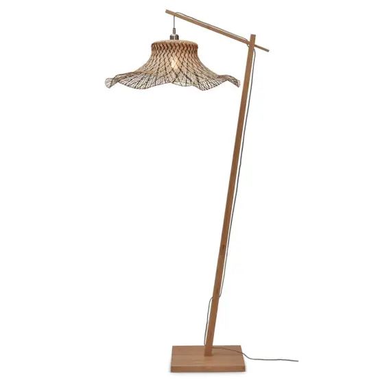 Lampadaire bambou abat-jour bambou naturel/noir, h. 176cm