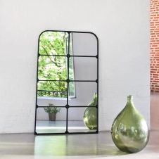 Miroir fenêtre en métal noir 80 x 130 cm – Saïgon – intérieur/extérieur