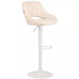 Tabouret de bar en tissu ajustable pivotant tissu Crème