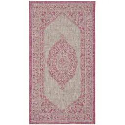 Tapis interieur / exterieur en gris clair & fuchsia, 122 x 170 cm
