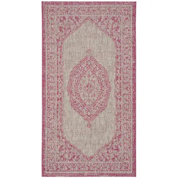 Tapis interieur / exterieur en gris clair & fuchsia, 122 x 170 cm
