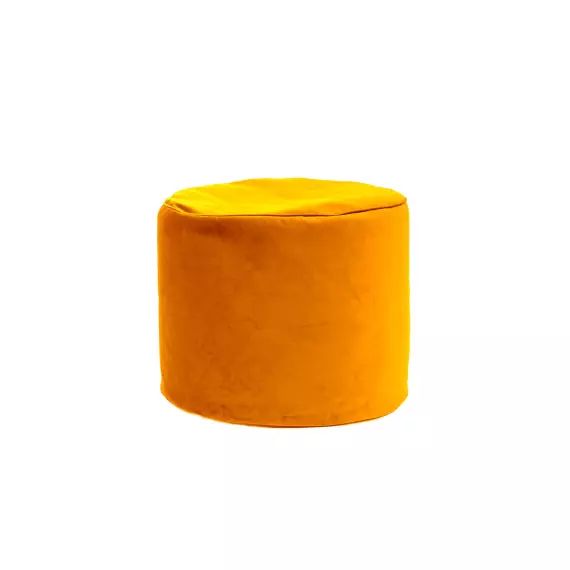 Pouf rond d’intérieur en velours curry