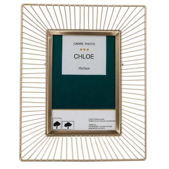 Cadre Chloe filaire, H.15 x l.10 cm, métal doré brillant