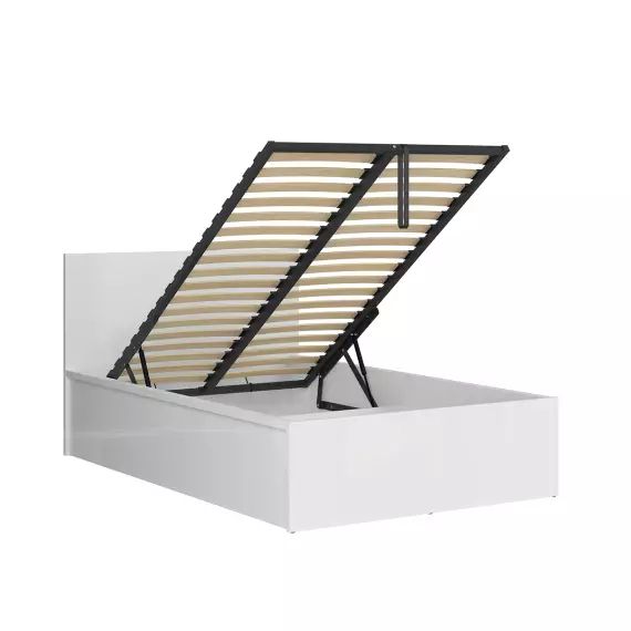 Lit coffre 120×200 sommier inclus blanc