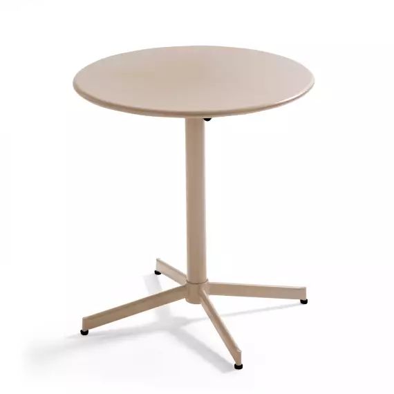Table de jardin ronde bistro inclinable en acier taupe