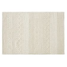 Tapis en laine et coton écrus nœuds en relief 160×230