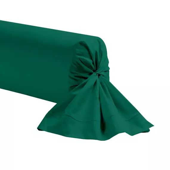 Taie de traversin unie en coton vert opale 85×185