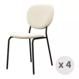 Chaise en Velours Vanille et métal noir (x4)