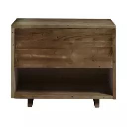 Table de chevet  avec tiroir en bois en couleur marron vieilli