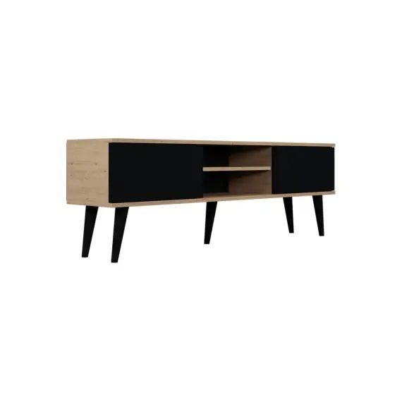 Meuble tv 160 cm noir et naturel